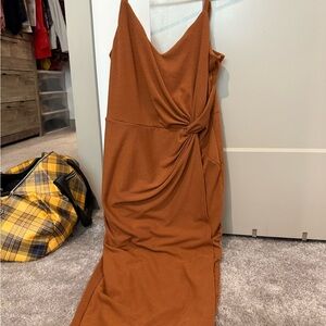 Elegant Brown Knot Dress